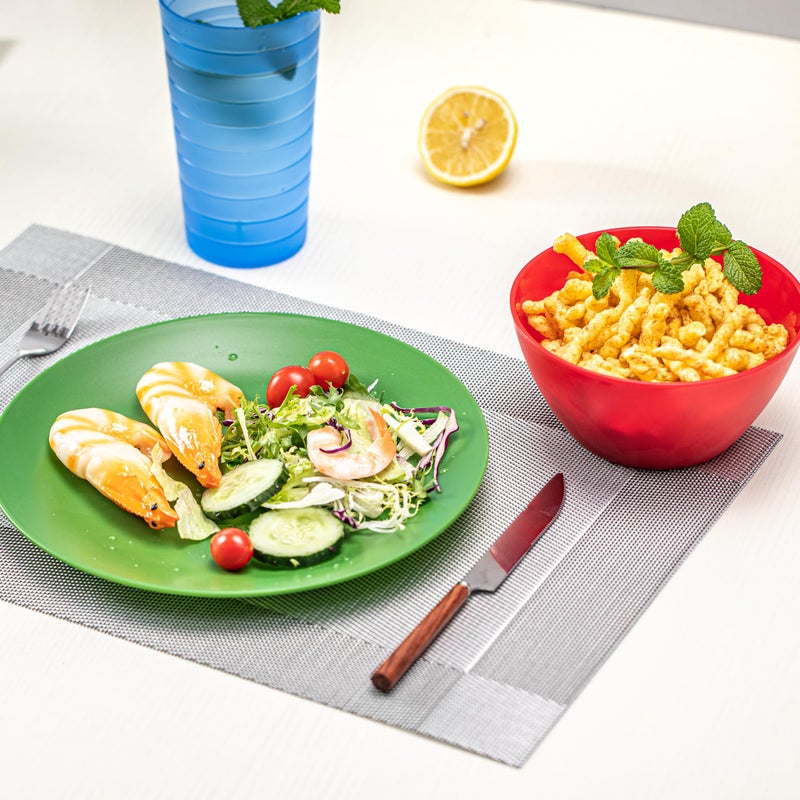 KX-WARE Plastic Plates Set of 12 - Unbreakable and Reusable 9.875 inches Dinner Plates, Multicolor | Dishwasher Safe, BPA Free - Image 5